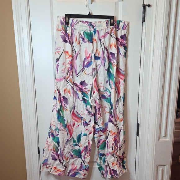 FINAL CLEARANCE Calia Floral Linen Resort Wear Wide Leg Pants In XL - Picture 6 of 12